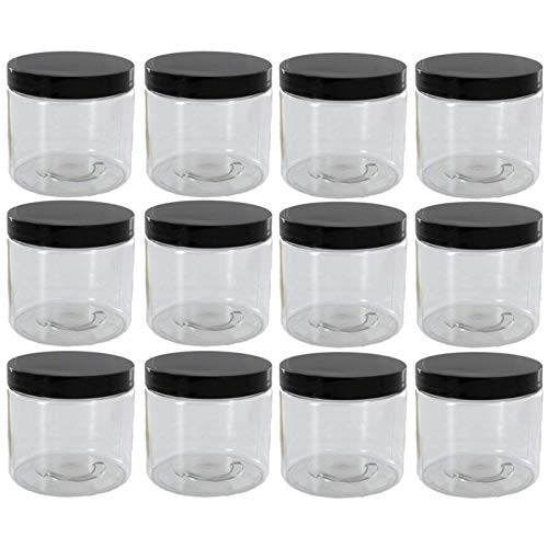4oz Clear Plastic Jars with Blank Labels (BPA Free PET Plastic) (12 Count)