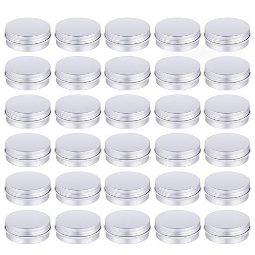 30 Pack Tin Cans Screw Top Round Metal Lip Balm Tins Containers with Lids (1oz)