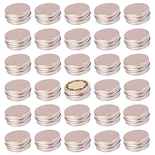 Screw Top Rose Champagne Aluminum Tin Jar with Screw Lid and Blank Labels - 31pcs, 0.5oz