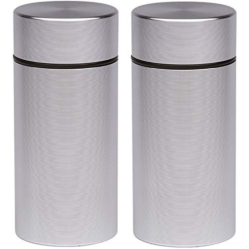 Stash Jar  Airtight Smell Proof Jar Aluminum Storage Container. Waterproof Weed Accessories Durable Multi-Use Portable Weed Jar. Herb Tobacco Spices Container Screw-Top Lid Lock Odor  Silver (2)