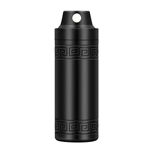 Stash Jar, Smell Proof Airtight Container with Sealed Lid, Waterproof Diversion Safe Box for Money, Herbs, Matches, Pills, Battery, Survival Fishing Kits (60ml Black)