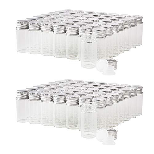 10ml Glass Vials with Screw Caps and Plastic Stoppers, Small Clear Liquid Sample Vial, Leak-Proof Vial, 100PCS