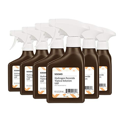 Amazon Brand - Solimo Hydrogen Peroxide Topical Solution USP Spray Bottle, 10 Fl. Oz (Pack of 6)