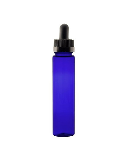 1 Oz (30ml) Cobalt Blue PET Cylinder Bottles with Black Child Resistant Dropper