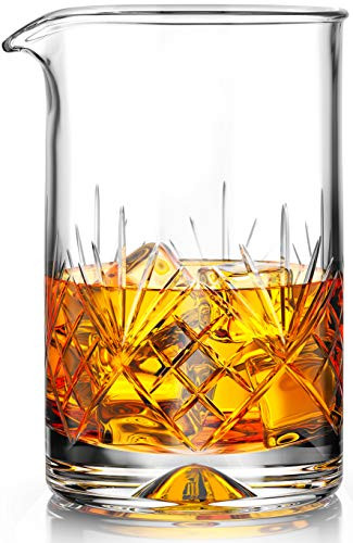 Crystal Cocktail Mixing Glass - 18oz 550ml - Thick Weighted Bottom - Premium Seamless Design - Professional Quality
