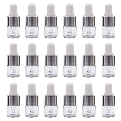50pcs Clear Glass Dropper Bottles Mini Essential Oil Vials with Glass Eye Dropper Empty Cosmetic Lotion Sample Bottles Refillable DIY Cosmetic Container Liquid Perfume (1ml)