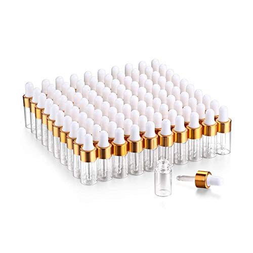 100,3ml Clear Glass Dropper Bottle,Mini Glass Eye Dropper Vials With Pipette For Essential Oils Empty Dropper With Pipette Sample Test Tubes Travel Perfume Liquid Container