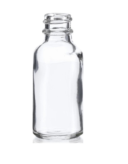 1 oz (30ml) Clear Boston Round Glass Bottle 20-400 neck finish