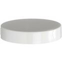 White PP plastic 89-400 ribbed skirt lid with unprinted pressure sensitive (PS) liner