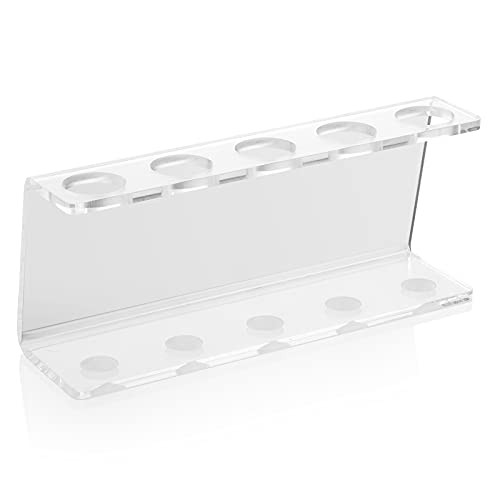 Ackers Transparent Acrylic Test Tube Rack, 5 Tube Capacity, 1.1“ (27mm) Holes for 80ML Test Tubes