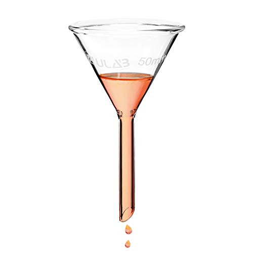 ULAB Scientific Glass Essential Oil Funnel 50mm, Stem Diameter 7mm, 3.3 Borosilicate Glass, UGF1001
