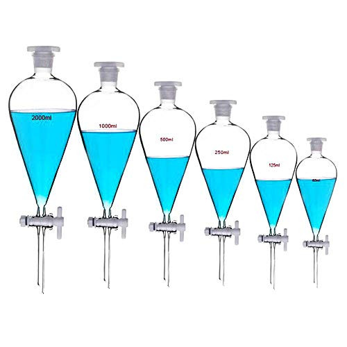 Borosilicate Glass 10000ML Separating Funnel Heavy Wall Conical Separatory Funnel with PTFE Stopcock Lab,Pyrex,Food，pear - 10L