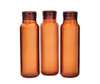 Vial, screw top, headspace, amber, round bottom, 20 mL, 23 x 75 mm, 100/pk. Vial size: 22.75 x 75 mm (18 mm cap)