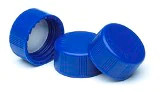 Cap, screw, blue, PTFE-lined solid top, 100/pk. Cap size: 12 mm