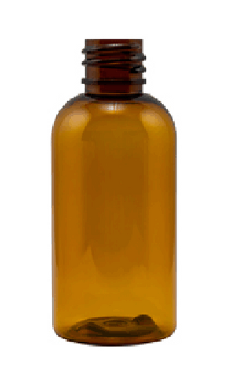 4 oz AMBER Plastic Boston Round PET Bottle - with 24-410 neck finish