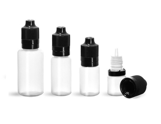 1000 pcs ,15 mL natural-colored LDPE tamper-evident WITH CRC & TEMPER EVIDENT BOTTLE with Black Cap