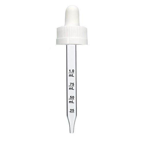 4 oz WHITE Child Resistant Calibrated Glass Dropper - 22-400 fits 4 oz Bottles