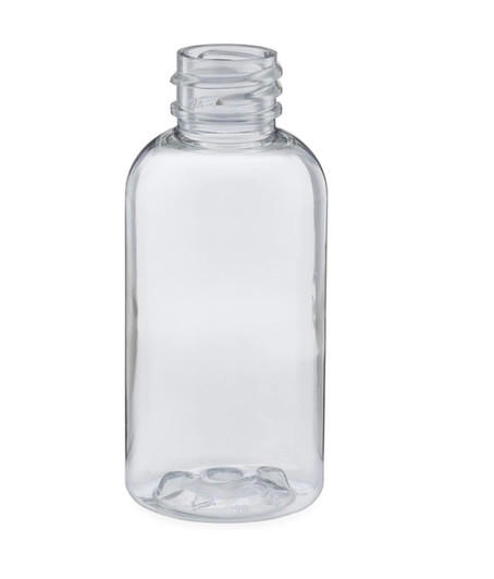 2 oz Clear Plastic PET Boston Round Bottle - 20-410 neck finish