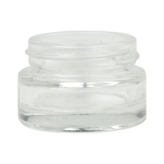 (Case of 200, $0.99 ea) 1/2 oz clear glass cylinder low-profile jar with White Lid 40-400 neck finish Lids