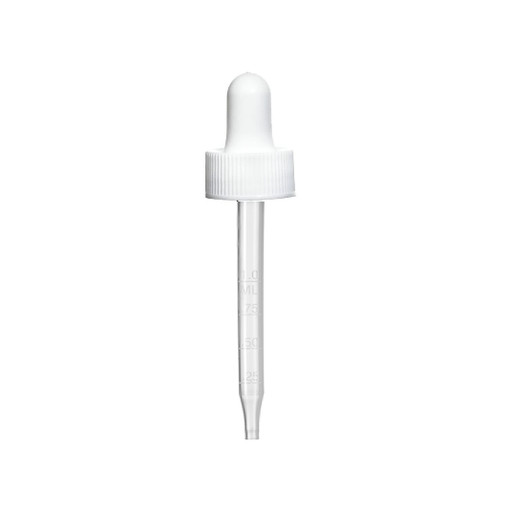 1 oz WHITE Plastic LDPE Engraved Calibrated Dropper 0.25 -1 ml - 20-400 fits 1 oz Bottle
