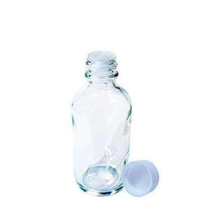 2 oz. Clear Boston Round with Reducer and White Cap (20/400) - Set of 80