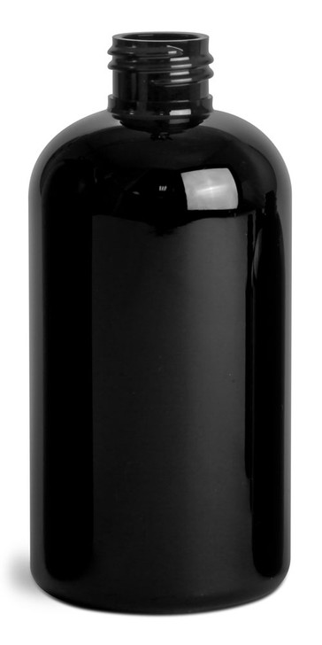 8 oz Black PET Round Bottles (Bulk), Caps NOT included - Case of 400