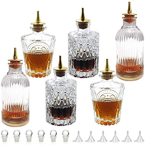 Bitters Bottle Set of 6 - Glass Bitter Bottle, with Zinc Alloy Dash Top, Great Bottle for Your Bitters - DSBT4-2