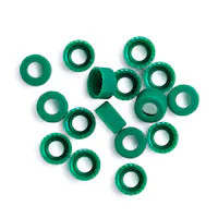 Cap, screw, green, open top, no septa, 100/pk. Cap size: 12 mm