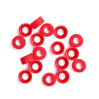 Cap, screw, red, open top, no septa, 100/pk. Cap size: 12 mm