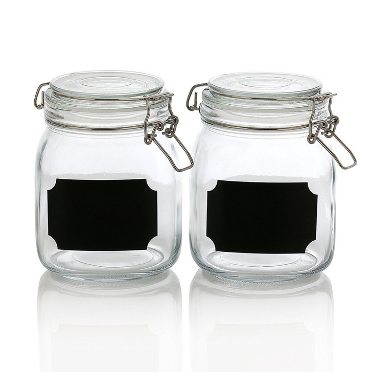 2 Pack - 32 Ounce Clear Glass Jar Container Set
