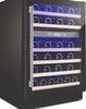 Amica 46 Bottles Dual Temperature Zone Black Colour Freestanding Wine Cooler - Energy Efficiency Class: G