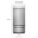 Kitchenaid® 20.9 Cu. Ft. 36 Width Built-In Stainless Bottom Mount Refrigerator with Platinum Interior Design KBBR306ESS