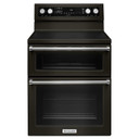 Kitchenaid® 30-Inch 5 Burner Electric Double Oven Convection Range YKFED500EBS
