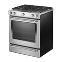 Kitchenaid® 30-Inch 5 Burner Front Control Gas Convection Range with Baking Drawer KSGB900ESS