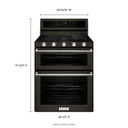 Kitchenaid® 30-Inch 5 Burner Gas Double Oven Convection Range KFGD500EBS