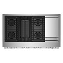 Jennair® NOIR™ 48" Dual-Fuel Professional Range with Chrome-Infused Griddle and Gas Grill JDRP748HM