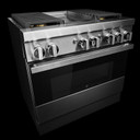 Jennair® 36" NOIR™ Dual-Fuel Professional-Style Range with Chrome-Infused Griddle JDRP536HM