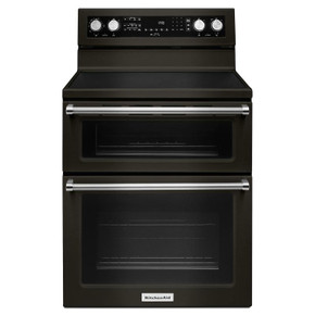 Kitchenaid® 30-Inch 5 Burner Electric Double Oven Convection Range YKFED500EBS