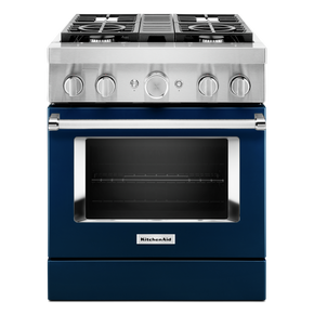 KitchenAid® 30'' Smart Commercial-Style Dual Fuel Range with 4 Burners KFDC500JIB