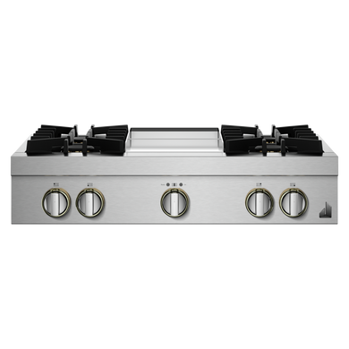Jennair® 36" RISE™ Gas Professional-Style Rangetop with Chrome-Infused Griddle JGCP536HL