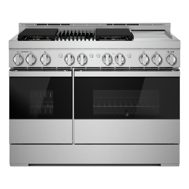 Jennair® 48" NOIR™ Gas Professional-Style Range with Chrome-Infused Griddle and Infrared Grill JGRP748HM