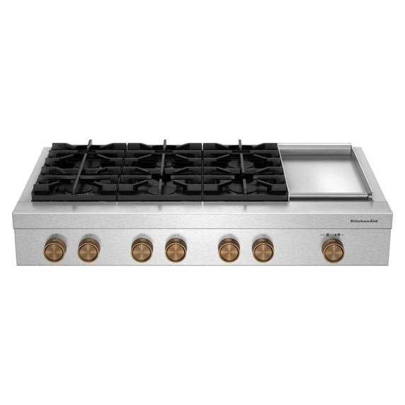 KitchenAid® 48-inch 6-Burner Gas Commercial-Style Rangetop with Griddle KCGK948TSS