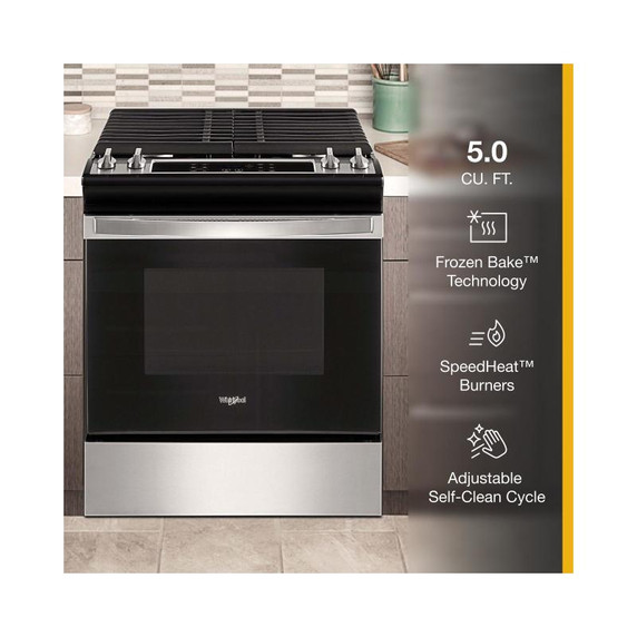 5.0 Cu. Ft. Whirlpool® Gas Range with Frozen Bake™ Technology WEG515S0LS