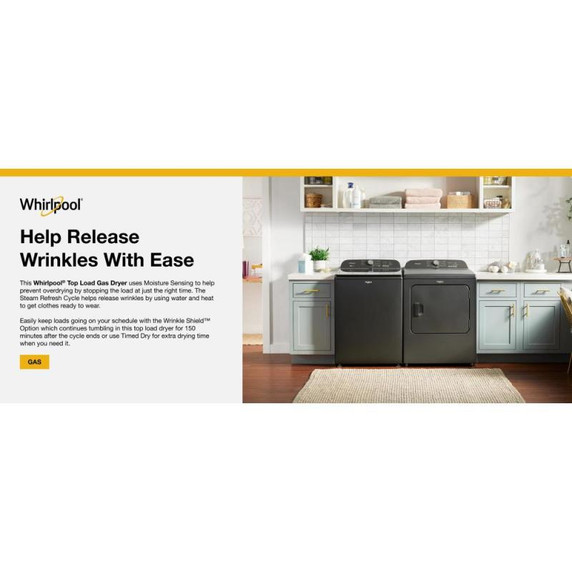 7.0 Cu. Ft. Whirlpool® Top Load Gas Dryer with Moisture Sensor WGD6150PB