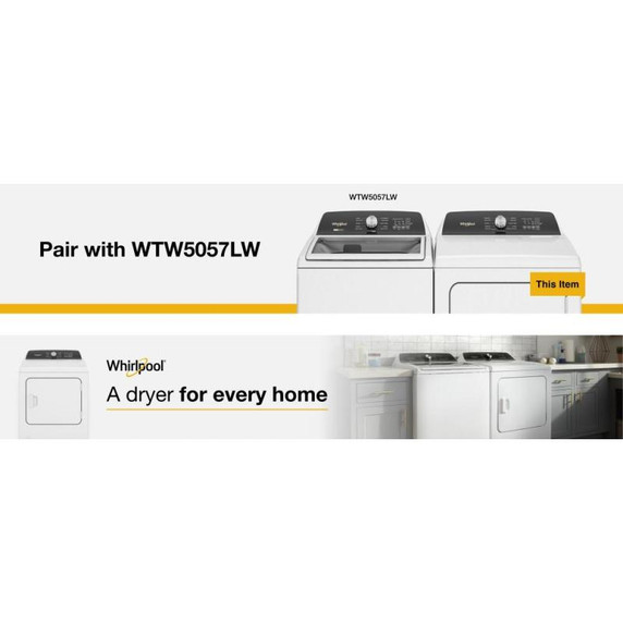 Whirlpool® 7.0 Cu. Ft. Top Load Gas Moisture Sensing Dryer with Steam WGD5050LW