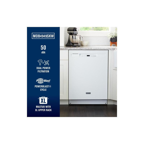 Maytag® Stainless steel tub dishwasher with Dual Power Filtration MDB4949SKW