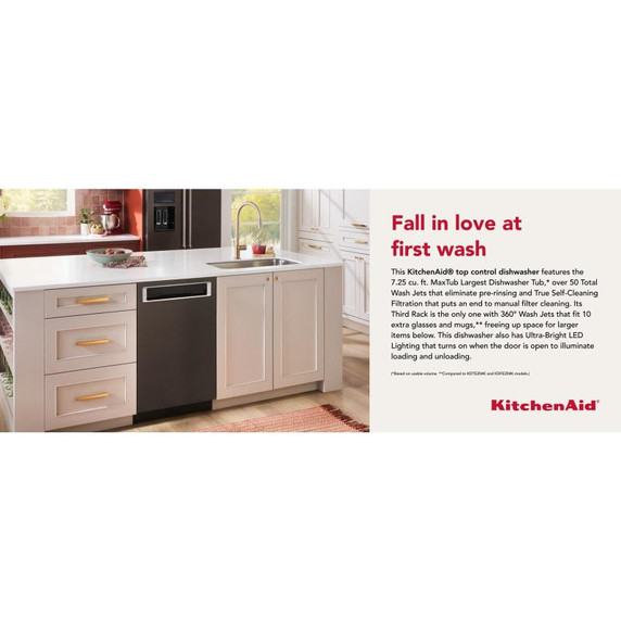 Kitchenaid® 44 dBA Dishwasher with 360° Max Jets™ Third Rack and LED Interior Lighting KDPM804KBS Kitchenaid® 44 dBA Dishwasher with 360° Max Jets™ Third Rack and LED Interior Lighting KDPM804KBS
