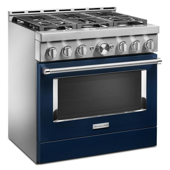 KitchenAid® 36'' Smart Commercial-Style Gas Range with 6 Burners KFGC506JIB