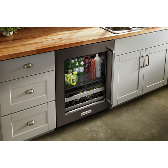 Kitchenaid® 24 Beverage Center with Glass Door and Metal-Front Racks and PrintShield™ Finish KUBL314KBS