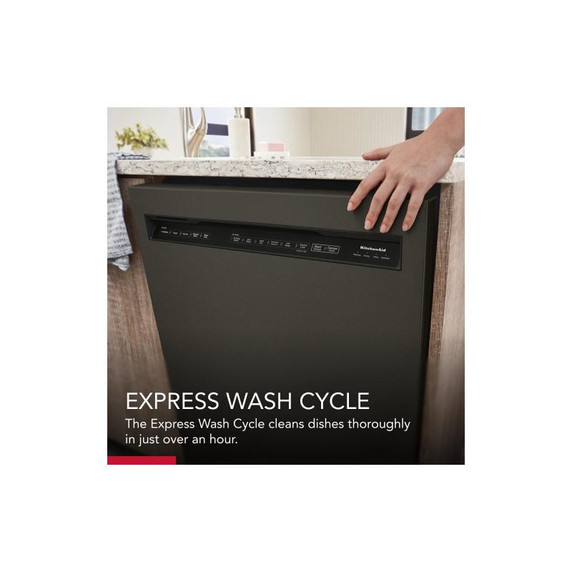 Kitchenaid® 39 dBA Dishwasher in PrintShield™ Finish with Third Level Utensil Rack KDFE204KBS